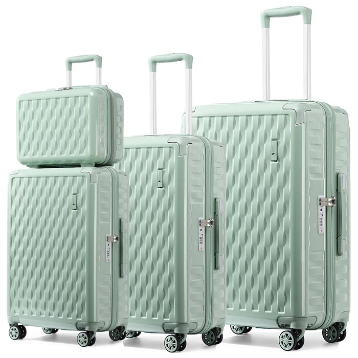 Набір валіз Sea Choice Matcha Grün: 4 шт. (55/65/75 см) з жорстким корпусом, захистом кутів, TSA-замком та косметичкою