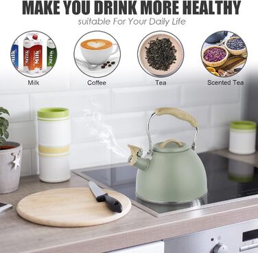 Півників чайник для індукційних плит, 3 л, нержавіюча сталь, чайник-свисток з нержавіючої сталі, для газових, індукційних та електричних плит