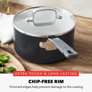 Набір посуду GreenPan x Bobby Flay 13 предметів: професійний алюміній, керамічне антипригарне покриття без PFAS/PFOA, індукційний, силіконовий ручка, безпечний для миття в посудомийній машині (каструля 2.53 л з кришкою, сірий (Графіт//Nature's Deligh