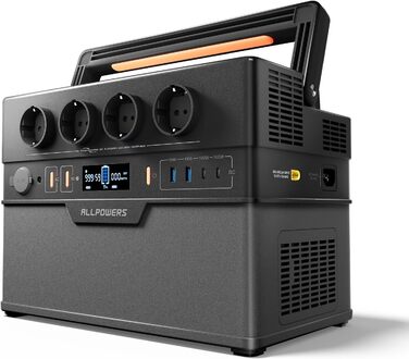 Портативна електростанція ALLPOWERS S1500 PLUS, ємність 1092 Wh, номінальна потужність 1500 W, пікова потужність 3000 W