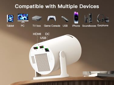 Портативний проєктор LYNCAST HY300 Pro: Wi-Fi, Bluetooth, Android 11, 1080P/4K, обертання 180°, для дому та на вулиці