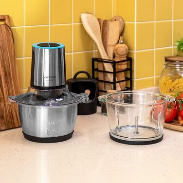 Подрібнювач Cecotec ChopBeat 2000 500W зі скляною чашею, 4 леза з нержавіючої сталі, 2 швидкості, миття в посудомийній машині