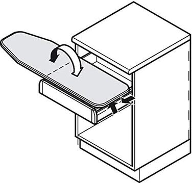 Прасувальна дошка IRONFIX з чохлом для прасувальної дошки з сірими смугами - H10103 Монтаж у шухляду Розкладний розкладний стіл Зроблено в Німеччині 1 комплект - Відкидний стіл складний з кришкою-кронштейном - Обкладинка сірі смуги