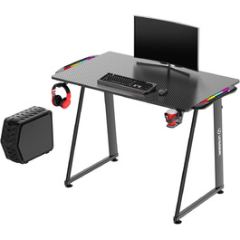 Ігровий стіл 100x60 см сталева рама, чорний світлодіодне RGB-підсвічування, 2 LED