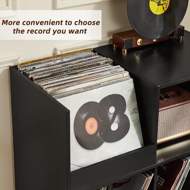 Стійка для платівок з полицями, чорна: місткість до 450 альбомів
