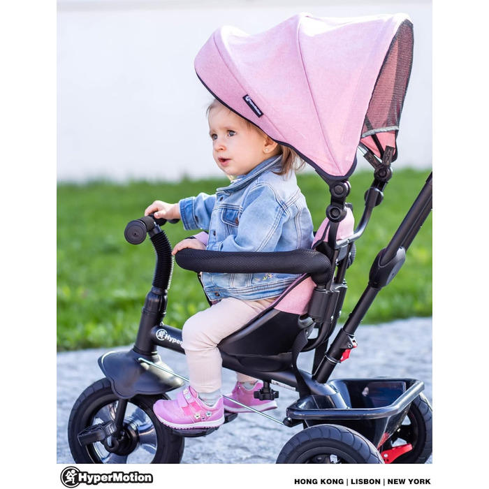 Триколісний велосипед HyperMotion з ручкою для батьків, рожевий - для дітей від 1 до 4 років (до 20 кг)