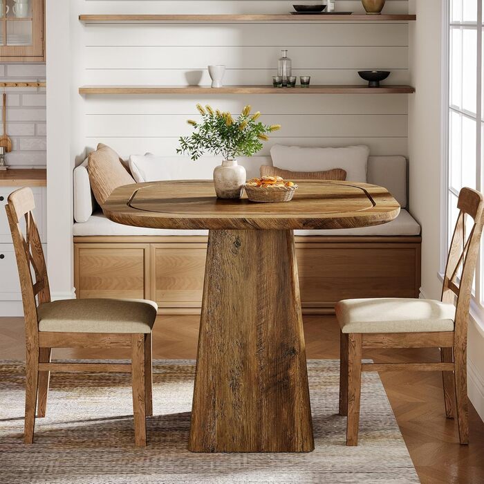 Столовий стіл Tribesigns на 4 особи, 80 см, квадратний, в стилі рустік для кухні, вітальні, їдальні (колір коричневий)