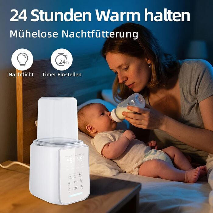 Портативний підігрівач для пляшечок, 500 мл – Швидкий нагрів за 3 хв, 24 год підтримки температури для сумішей та грудного молока (Сніжно-білий)