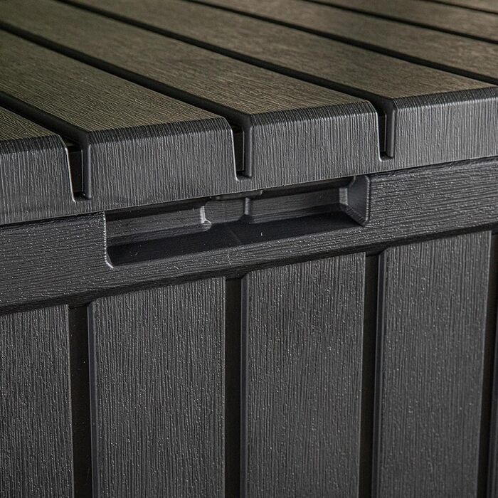 Садова скриня-лавка Koll Living Kentwood 350л антрацит: водонепроникна, для зберігання подушок, садового інвентарю та іграшок