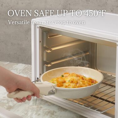 Набір каструль та сковорідок з керамічним покриттям 8 предметів з знімними ручками, індукційне дно, придатні для духовки та мийки, без PFAS/PFOA, кремово-білий