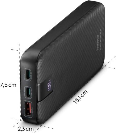 Швидка зарядка, портативний зарядний пристрій, антрацит, 20 20000mAh, 2 шт.