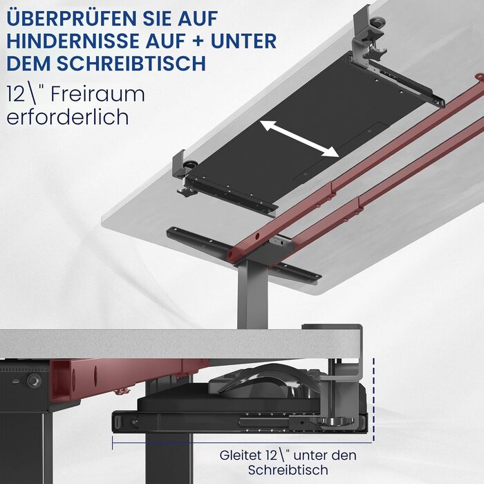 Висувна платформа для клавіатури VIVO, 69x28 см, біла, MOUNT-KB05W