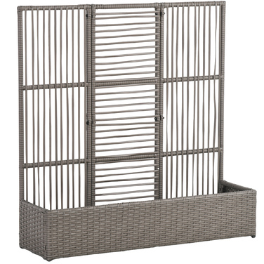 Квітковий ящик з решіткою, стійкий до погодних умов, штучний ротанг, 103 x 29 x 103 см, Сірий