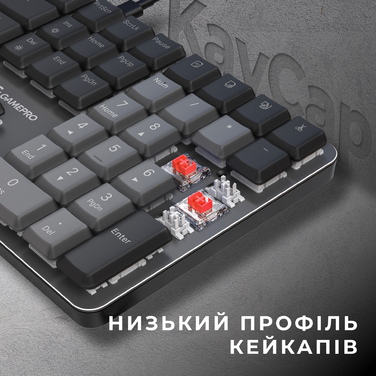 Дротова механічна клавіатура GamePro MK145R Red Switch Low Profile Dark Gray