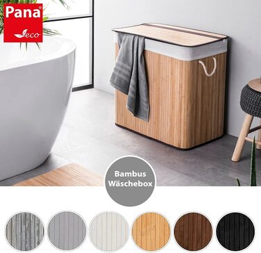 Бамбуковий кошик для білизни PANA ECO з кришкою * Дерев'яна сумка для білизни * складаний колектор для білизни * шафа для білизни у ванній * 100 бамбук колір * розмір (72 л (40 х 30 х 60 см), натуральна)