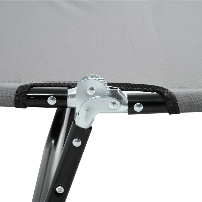 Шезлонг для відпочинку, спинка з 5 положеннями, швидковисихаючий матеріал, металевий каркас, 188 x 56 x 28 см, сірий