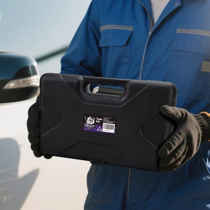 Набір інструментів CARTMAN 148 предметів для дому в пластиковому кейсі, синьо-фіолетовий