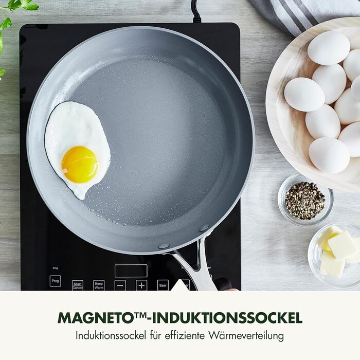 GreenPan Valencia Pro: сковорода з антипригарним покриттям Harteloxierte Keramik, 20 см та 26 см, без PFAS, з нержавіючою сталею, для індукційних плит, можна мити в посудомийній машині та використовувати в духовці, сірий колір