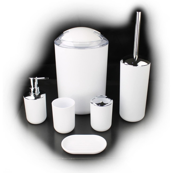 Набір для ванної GMMH, 6 предметів, набір аксесуарів для ванної кімнати, тримач для дозатора мила, Туалетна щітка, набір для ванної кімнати (білий дизайн 3)