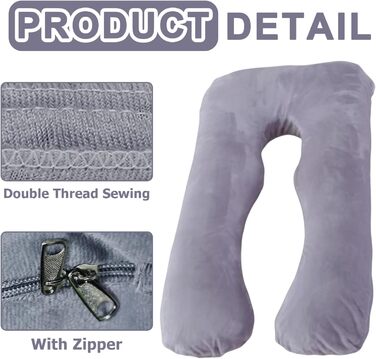 Наволочка на U-подібну подушку для вагітних та годування, бавовняна знімна наволочка для подушки для тіла, сіра, 140 x 80 см