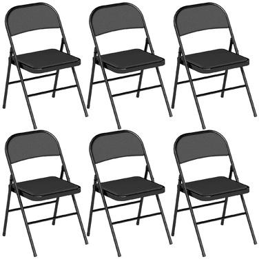 Набір з 2 складаних стільців, портативні офісні стільці, сталеві ніжки, складаний стілець для офісу, рецепції, зони очікування, штучна шкіра, чорний колір