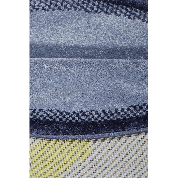 Сучасний дитячий килимок Esprit з коротким ворсом і мотивом черепахи - Черепаха (Синій, Зелений, 80 см круглий)