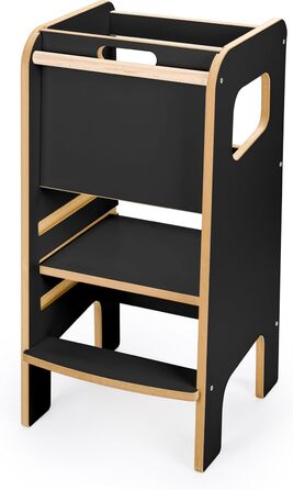 Дитячий навчальний стільчик Монтессорі з перекладиною – білий кухонний помічник, підставка для малюків, безпечна та надійна, з фіксатором, регульована висота, улюблець батьків, сучасний та стійкий Model 4 - Білий (Model 4 - Чорний)