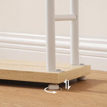 Підставка для рушників HOOBRO, стояча, з 2 перекладинами, білий + натуральне дерево, 40 x 24 x 80,5 см