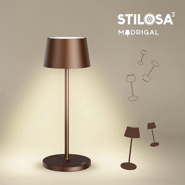 Стильна LED-лампа Stilosa на акумуляторі - бездротова торшерна лампа з торшером з сенсорним керуванням, USB-C, для дому та на вулицю (діаметр основи 30 см, бронза)