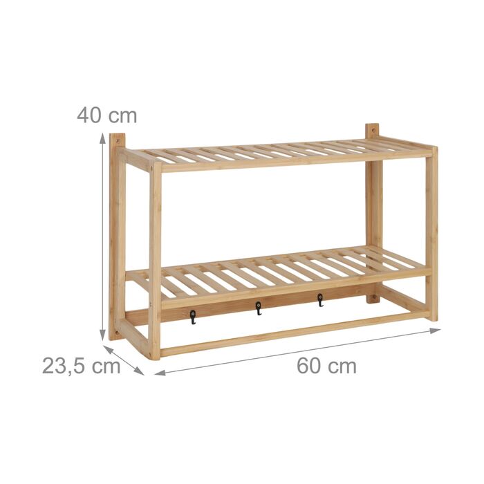 Поличка для ванної кімнати Relaxdays з гачками та тримачем для рушників