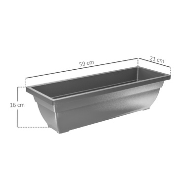 Набір горщиків для квітів Outsunny, 5 штук, з пластику, 59 x 21 x 16 см, складаються в стос, набір горщиків, стійкий до погодних умов горщик для пересадки, горщики для внутрішнього та зовнішнього використання, сірого кольору | Aosom