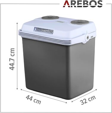 Кулер Arebos на 25 літрів для охолодження та збереження тепла Міні-холодильник Термоелектричний охолоджувач з режимом ECO 12/230 В для автомобіля та розетки електричний кулер Антрациту