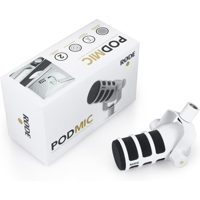 Rode XLR подкаст мікрофон для мовлення, чорний + відкривачка keepdrum (Podmic, білий)