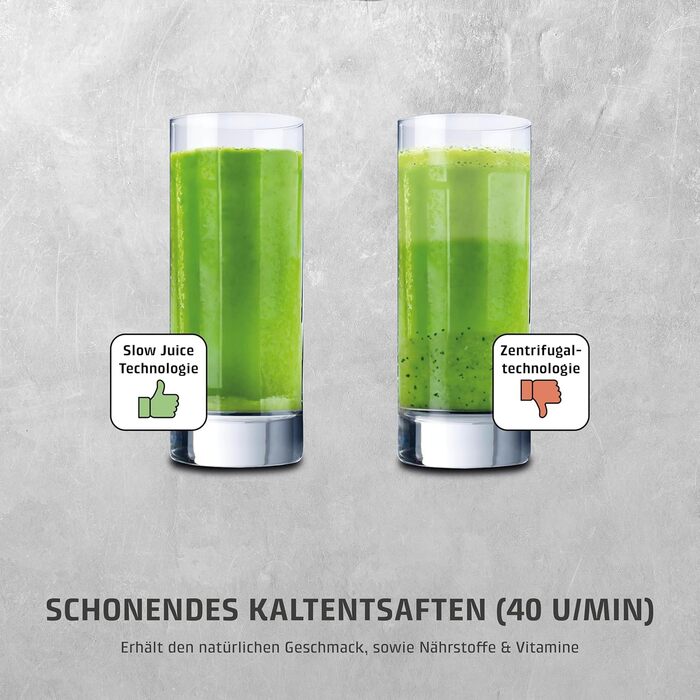 CASO Juice Fit - Швидкий соковитискач, переможець тесту: низька швидкість (40 об/хв), велика завантажувальна горловина 130 мм, чорний