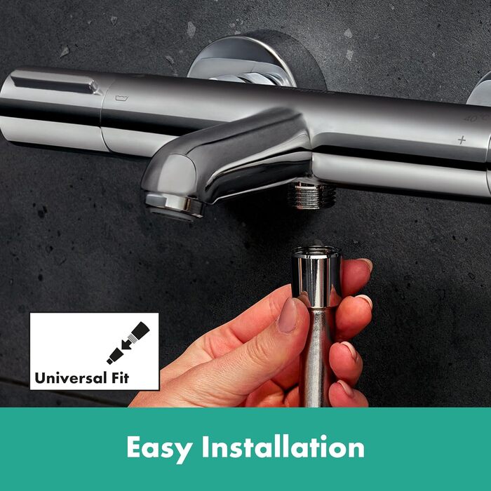 Термостат для ванни Hansgrohe Ecostat Element, накладний монтаж, з запобіжником SafetyStop (40°C), для 2 споживачів, хром, артикул 13347000