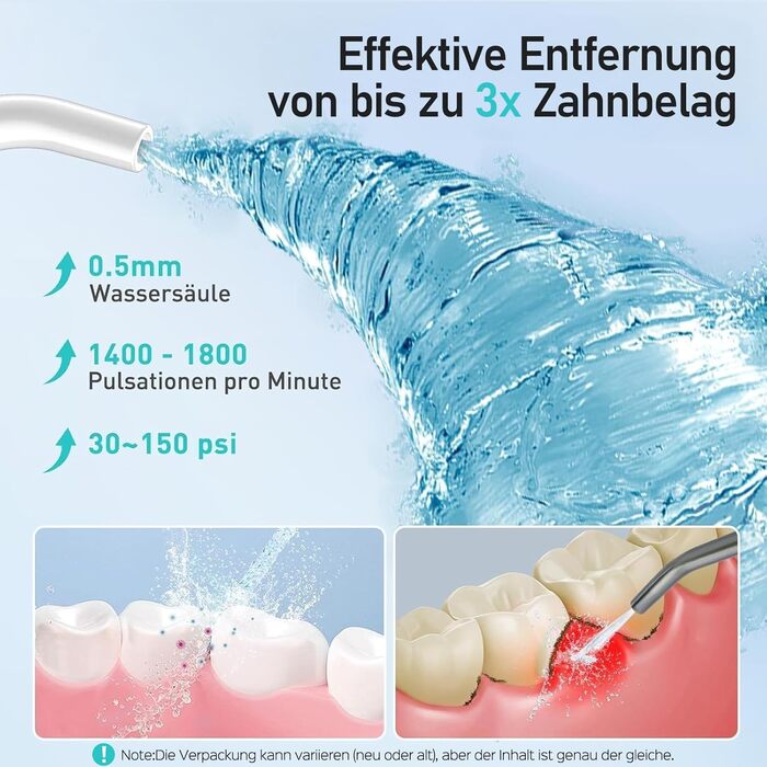 COSLUS Бездротовий електричний іригатор для рота: 4 режими, портативний, 300 мл резервуар, тестер-переможець, легкий у використанні, скребок для язика, догляд за зубами, для подорожей, світло-зелений (білий)