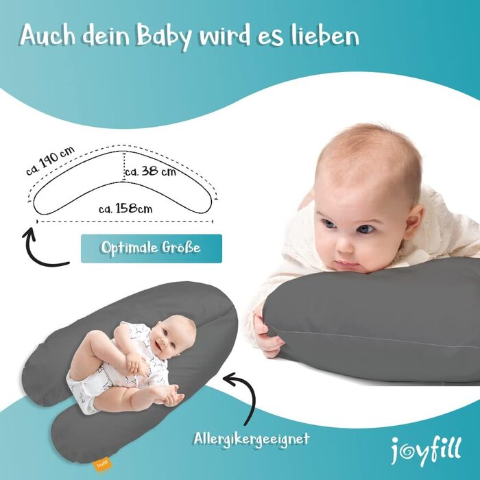 Подушка для годування Joyfill® Premium з мікроперлин - для сну та годування | Зручна та тиха подушка для сну на боці | Виготовлено в Німеччині