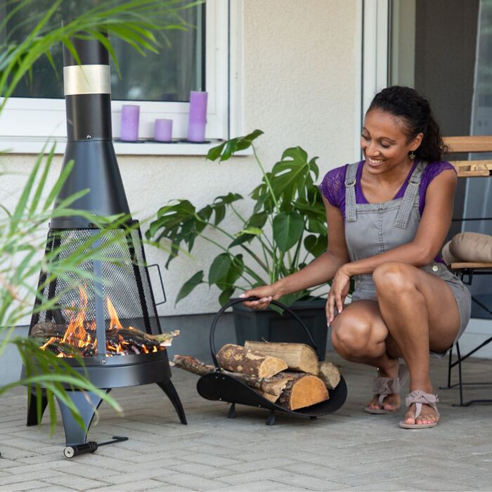 Кошик для дров Relaxdays, чорний