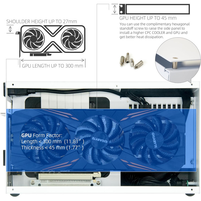 SGPC ITX міні-корпус K49 (сталь), вдосконалена версія K55, сумісний з GPU, 2 ручки, вентиляційна панель, 2 сталеві та 1 акрилова боковини, компактний 6L корпус для ПК