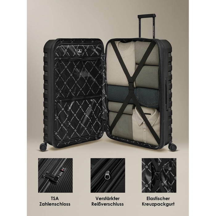Набір валіз Smartbox Hartschalen 3 шт. | Розширюваний, з TSA-замком, з поліпропілену | Чорний | Для жінок та чоловіків (Edition 01)