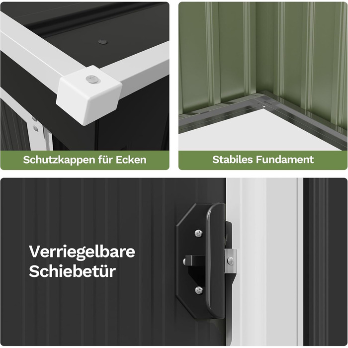 Сарай металевий Devoko 96x98x160 см для саду, тераси, з похилим дахом, антрацит. Комплект: рукавички, замок.