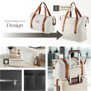 Набір валіз Tectake® 13 предметів: валіза, сумка, ролер, валіза на колесах, 3 великі валізи, TSA-замок, кремовий колір