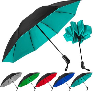 Парасоля STROMBERGBRAND Color Flip, синьо-зелена, чорний низ, автоматична