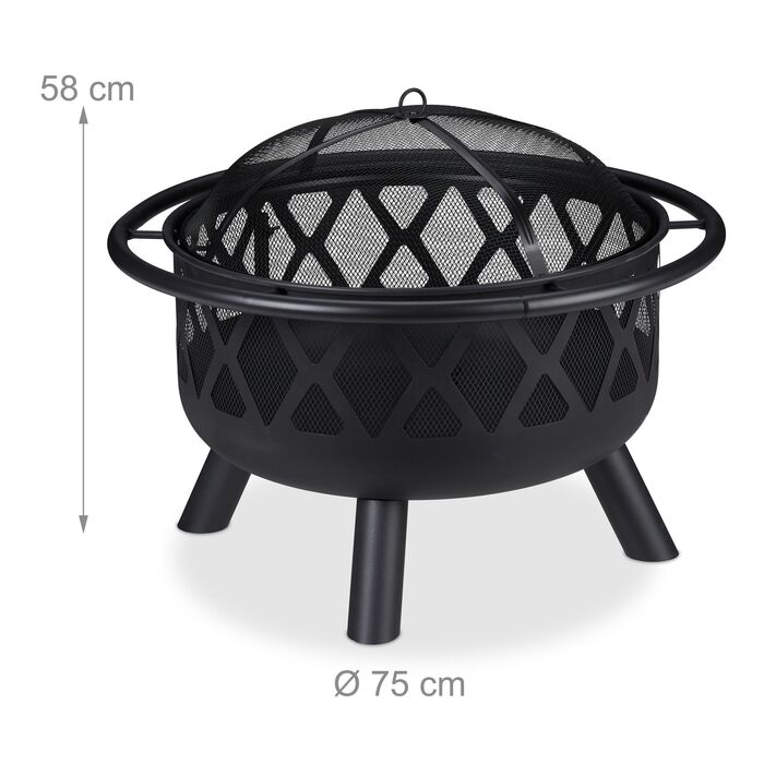 Вогнище Relaxdays з грилем та захистом від іскор