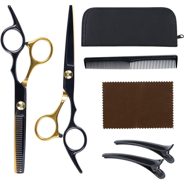 Набір перукарських ножиць, професійні ножиці для волосся Aeyytoe, 7.0 Effiliation, нержавіюча сталь 4CR13, 2 ножиці, гребінець, шкіряний чохол (макс. 65 символів)