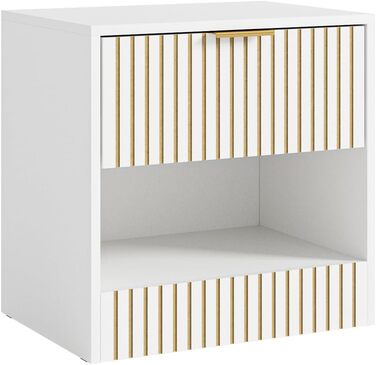 Нічний столик з ящиком, дерев'яний, білий. Сучасний приліжний столик для спальні, вітальні, офісу. 39x39x28 см