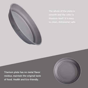 ML Титанові миски Тарілка Ультралегка одностінна миска Тарілка Посуд для кемпінгу на відкритому повітрі Кухонне начиння з сумкою для перенесення Ti1107T (Ti1109T Plate L.), 800