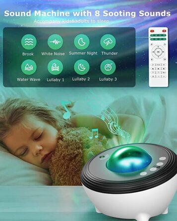 Проектор Aurora Starry Sky з музикою, нічним світлом і звуковою машиною, сумісний з Alexa, білий