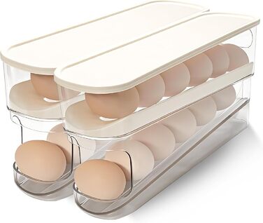 Організатор для яєць Virmate - 2 шт., світло-зелений та кремово-білий, для холодильника