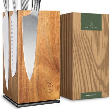 Магнітний ножовий блок з деревини акації - Обертовий ножовий блок без ножа - Магнітний тримач ножа - Ножовий блок - Тримач ножа